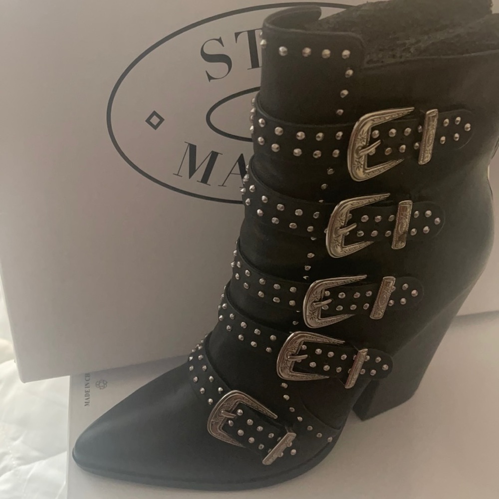 Buckle studded ankle booties by Steve Madden